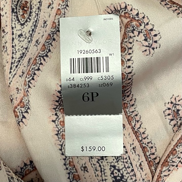 Ann Taylor Paisley Sleeveless Tie Neck Flowy Sheath Midi Dress - Picture 6 of 6